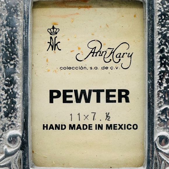 Ann Kary Pewter Picture Frame Hand-Made In Mexico 11" x 7.5" Easel Wood Back - Picture 2 of 12